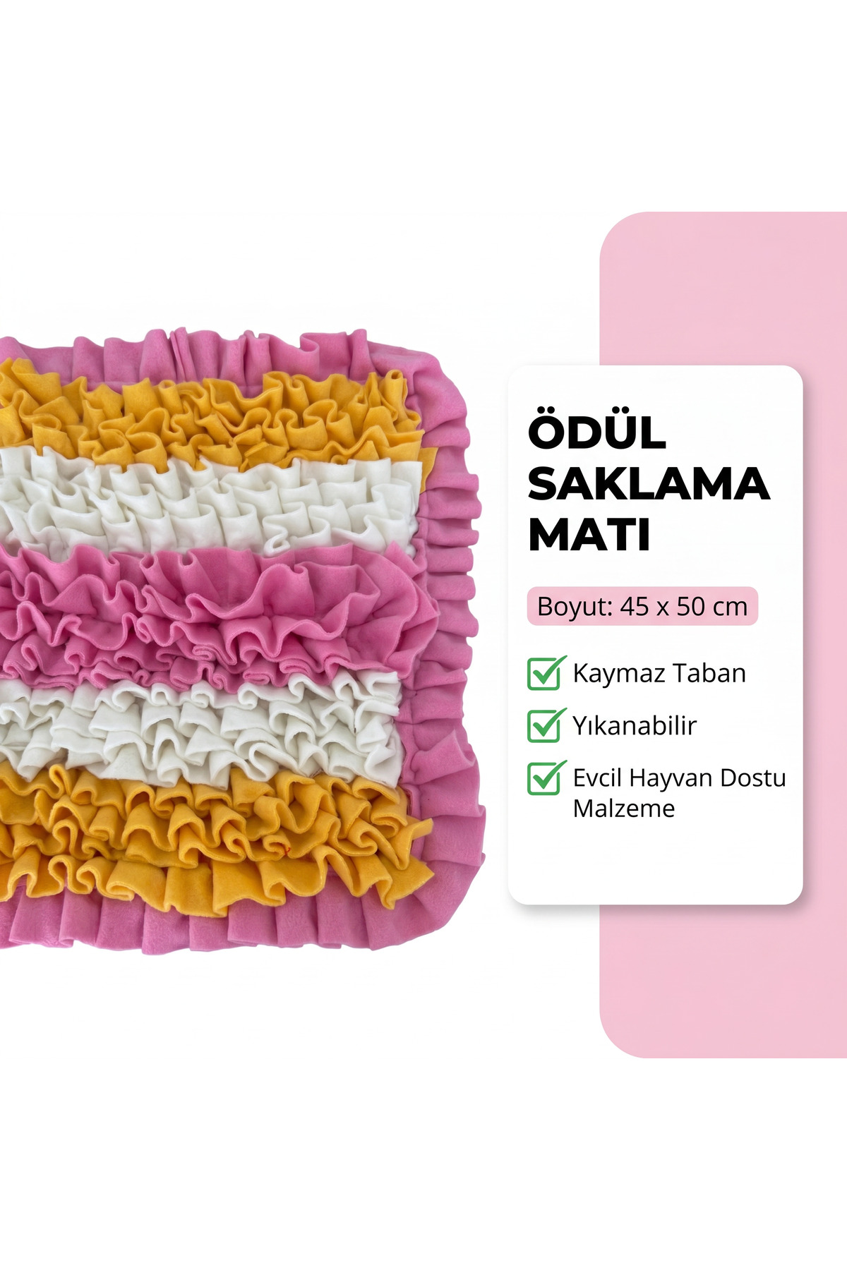 Snuffle Mat Zeka Geliştirici Yavaş Besleme Stres Atma Dikdörtgen Aktivite Matı Pembe ürün görseli