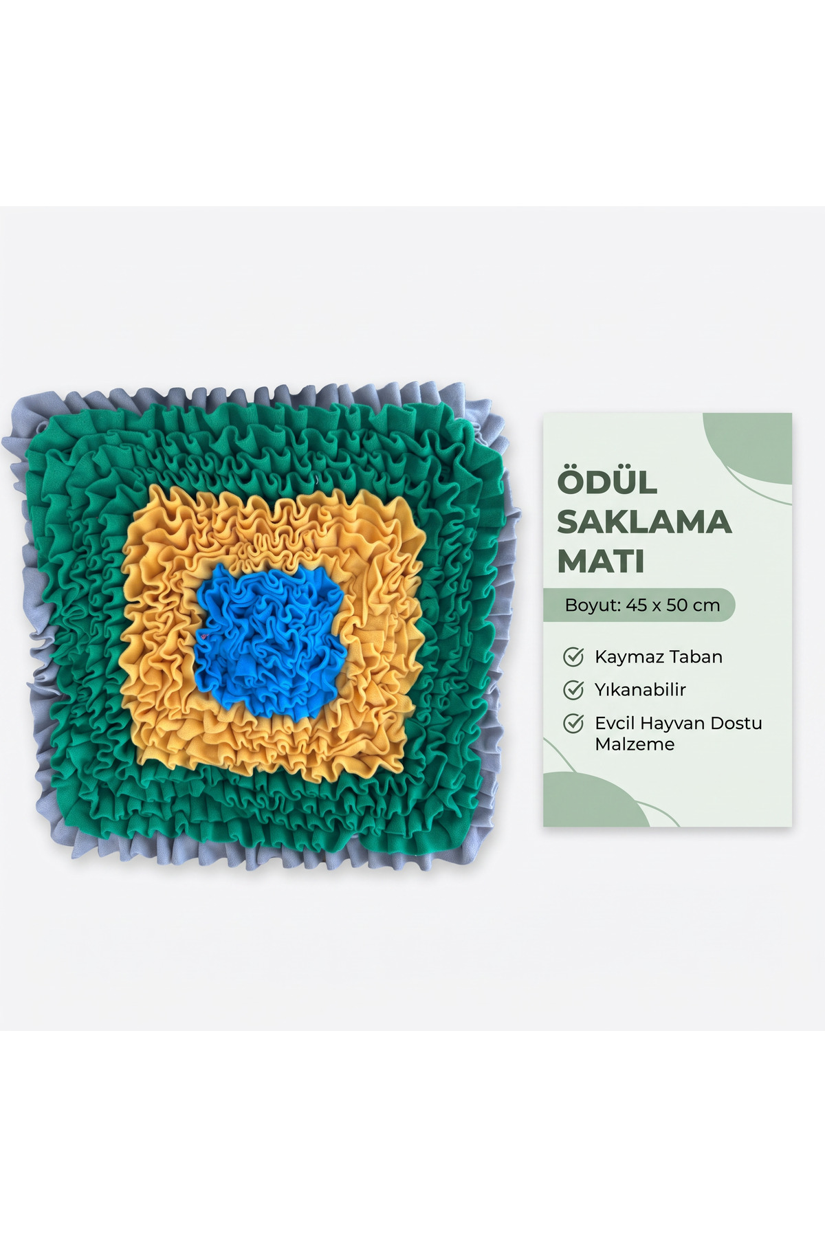 Snuffle Mat Zeka Geliştirici Yavaş Besleme Stres Atma Aktivite Matı Yeşil ürün görseli